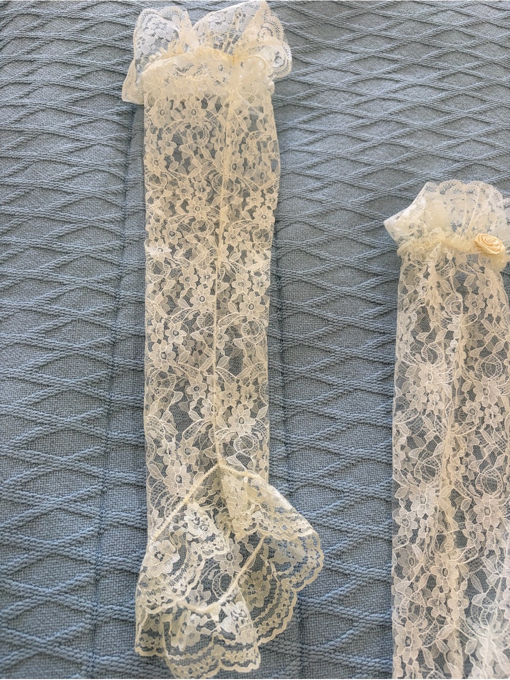Vintage Cream Lace Opera Length Fingerless Gloves - 20" Bridal/Coquette Style
